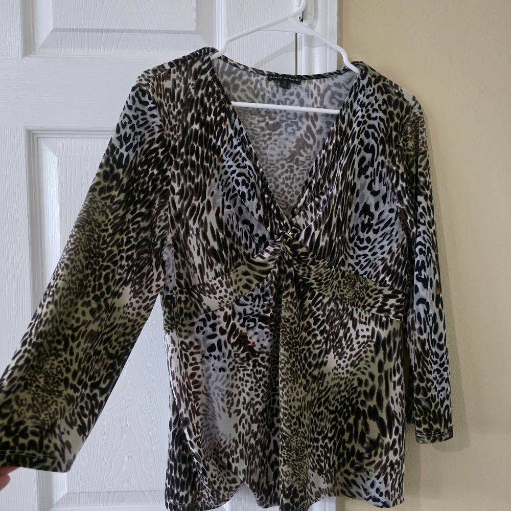 Leopard Print V-Neck Women's Top
